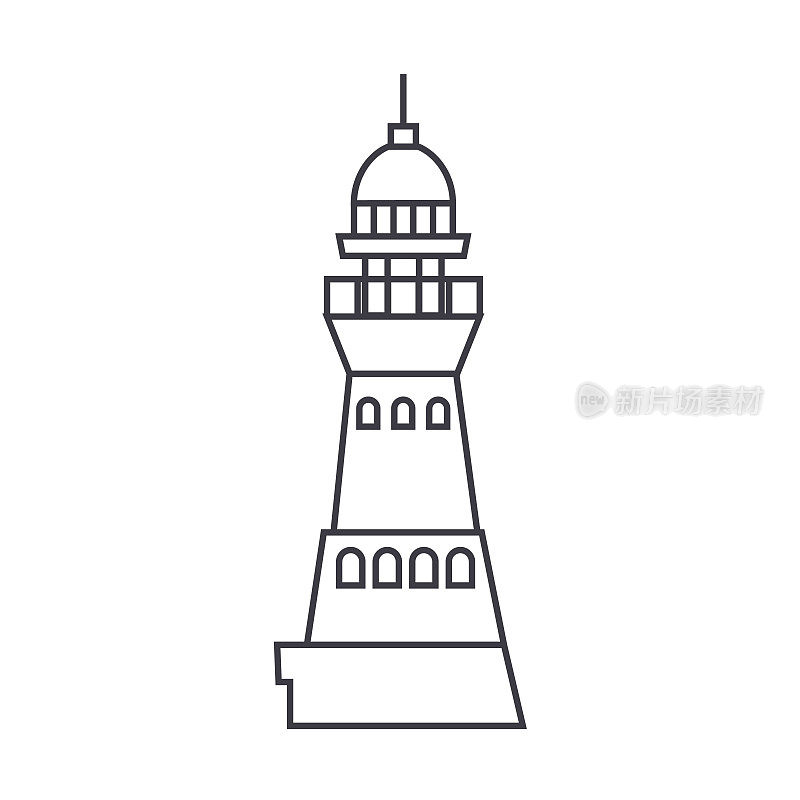 lighthouse vector line icon, sign, illustration on background, editable strokes